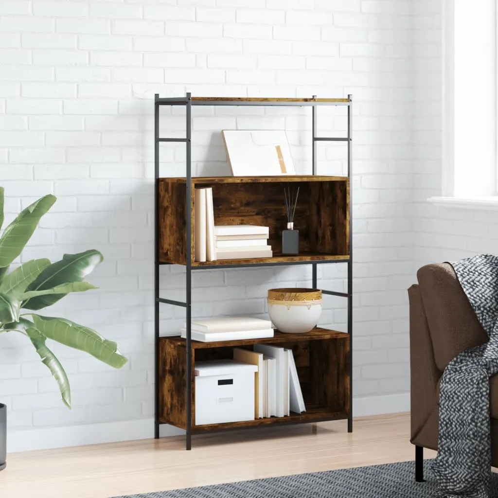 vidaXL Libreria Rovere Fumo 80x30x145,5cm in Legno Multistrato e Ferro