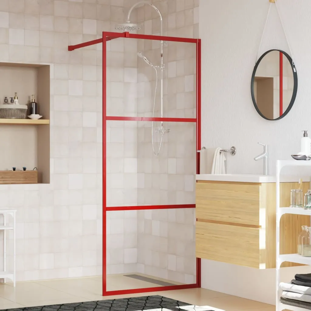 vidaXL Parete per Doccia Walk-in Vetro Trasparente ESG 80x195 cm Rossa