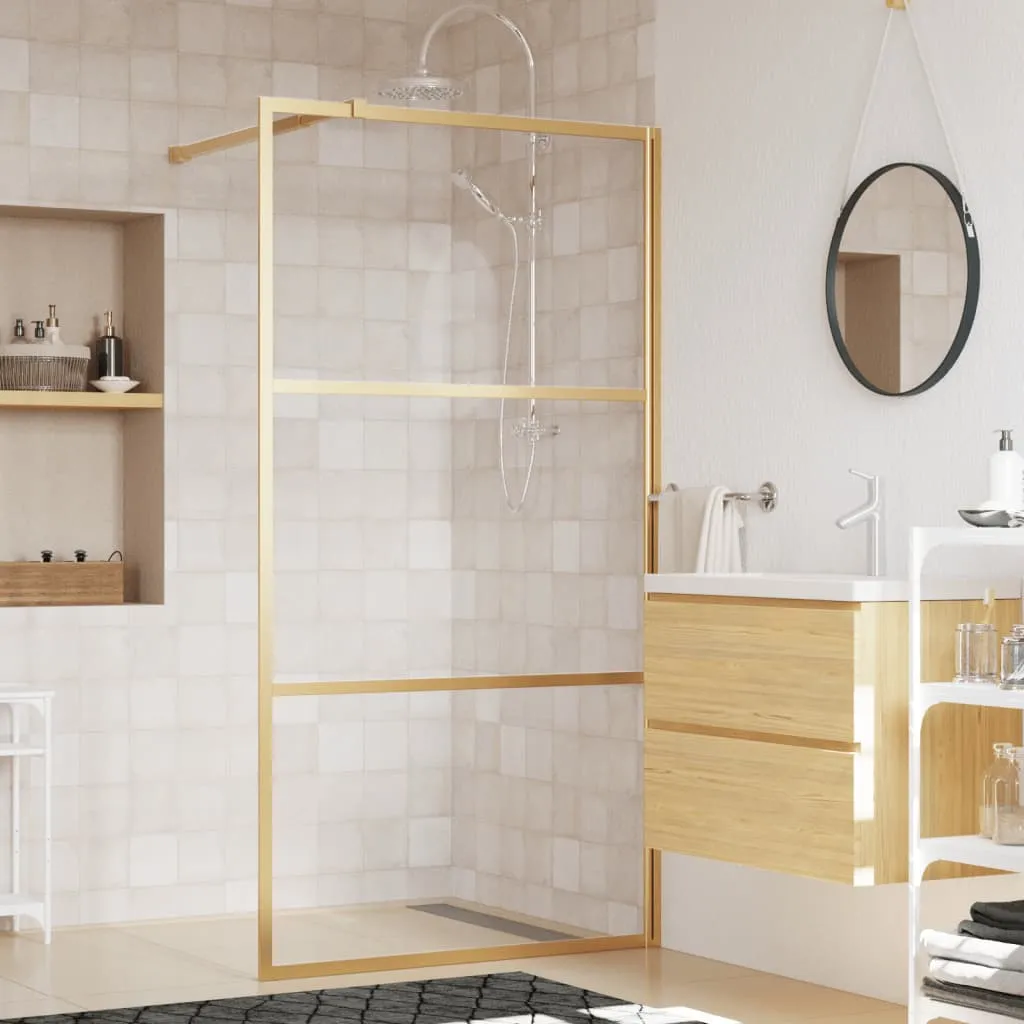 vidaXL Parete per Doccia Walk-in Vetro Trasparente ESG 115x195 cm Oro