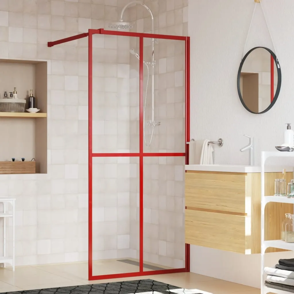 vidaXL Parete per Doccia Walk-in Vetro Trasparente ESG 80x195 cm Rossa