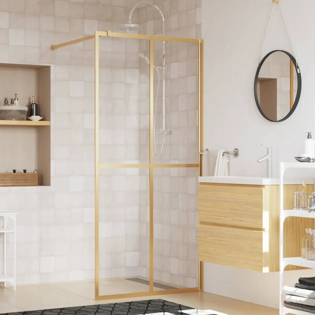 vidaXL Parete per Doccia Walk-in Vetro Trasparente ESG 100x195 cm Oro