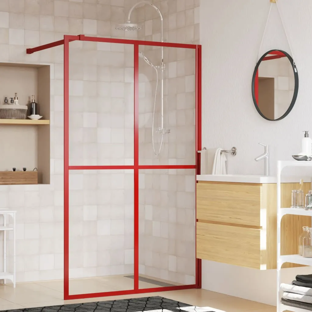 vidaXL Parete per Doccia Walk-in Vetro Trasparente ESG 118x195cm Rossa