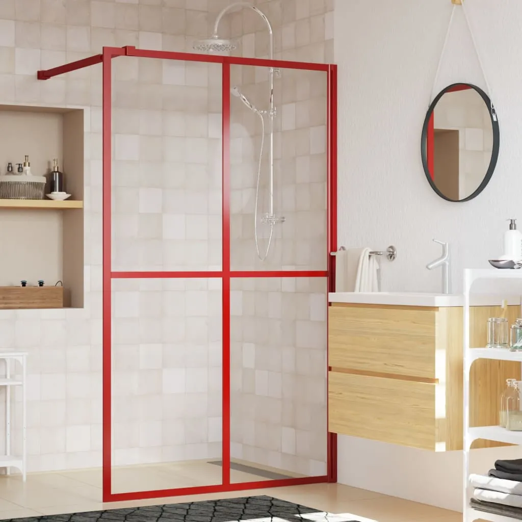 vidaXL Parete per Doccia Walk-in Vetro Trasparente ESG 140x195cm Rossa