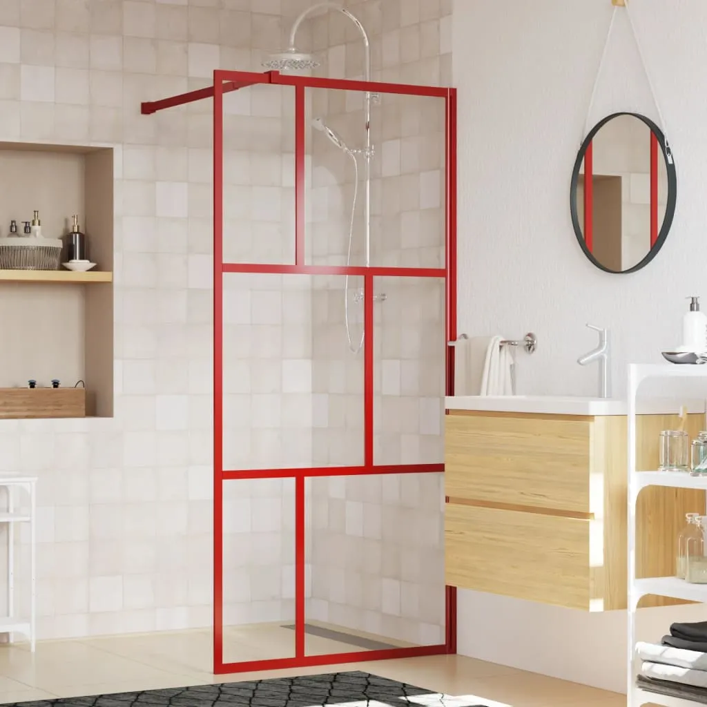 vidaXL Parete per Doccia Walk-in Vetro Trasparente ESG 80x195 cm Rossa