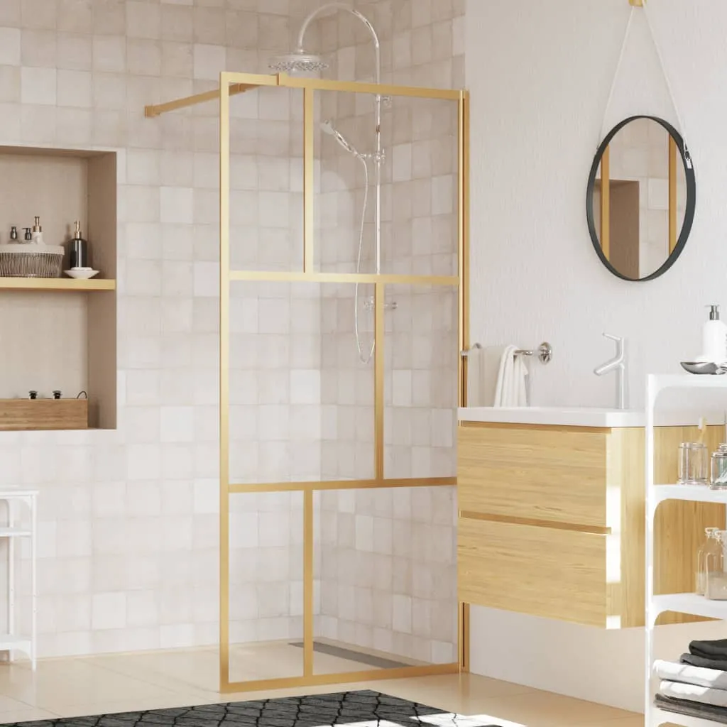 vidaXL Parete per Doccia Walk-in Vetro Trasparente ESG 80x195 cm Oro