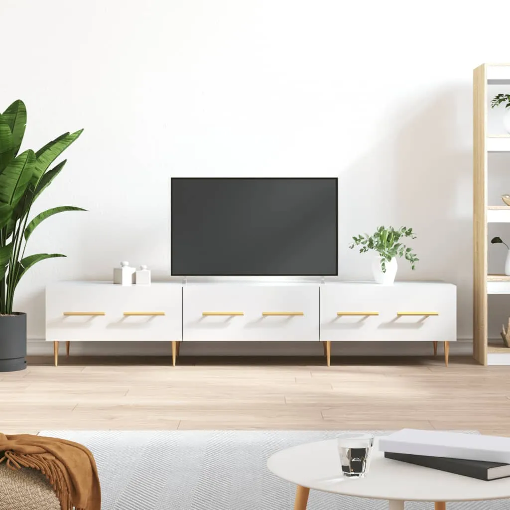 vidaXL Mobile Porta TV Bianco Lucido 150x36x30 cm in Legno Multistrato