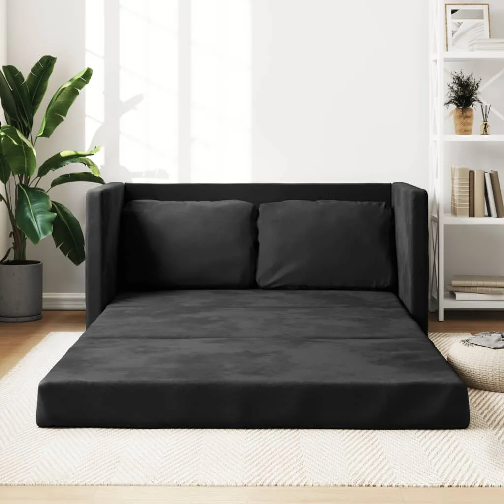 vidaXL Divano Letto da Terra 2 in 1 Nero 122x204x55 cm Velluto