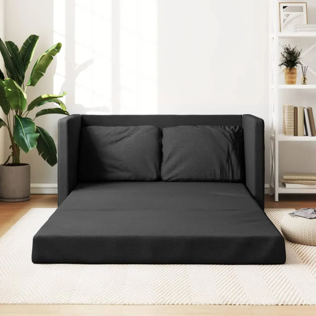 vidaXL Divano Letto da Terra 2 in 1 Nero 112x174x55 cm Tessuto