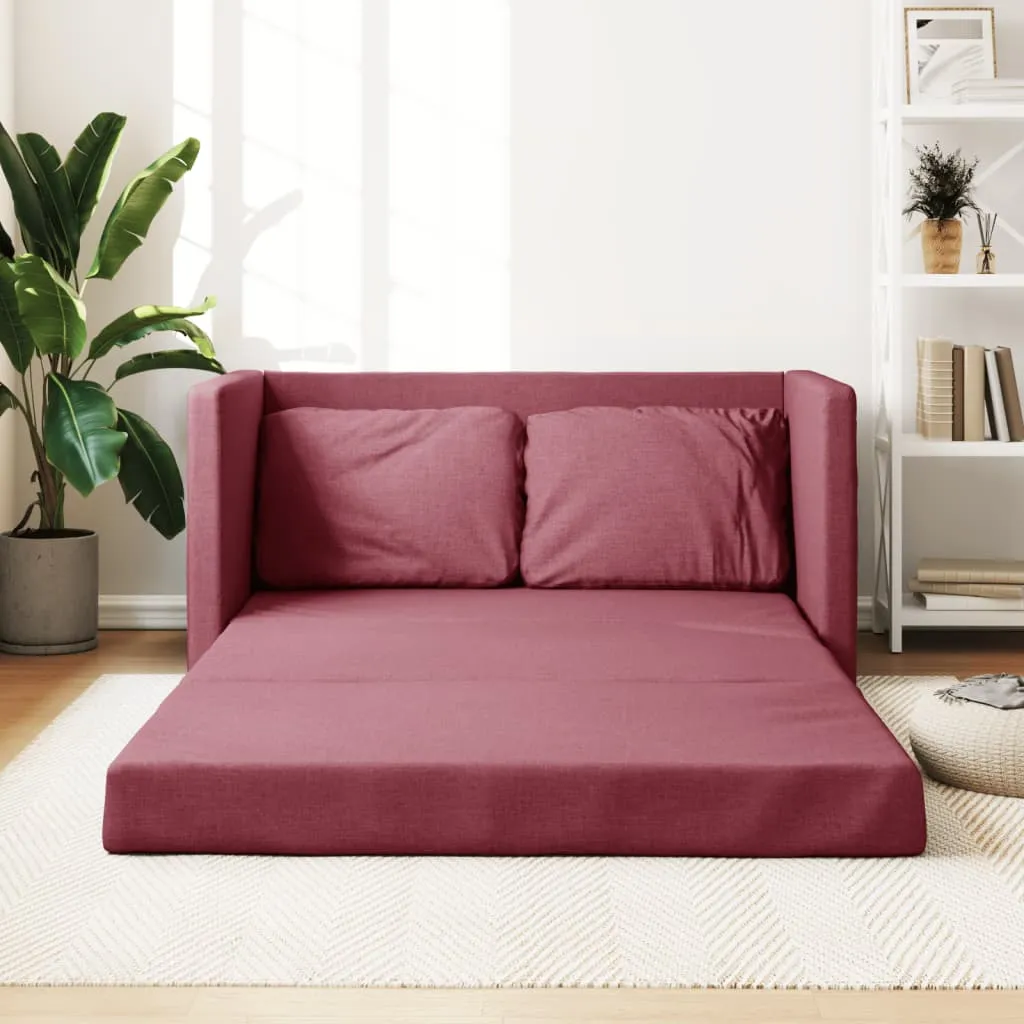 vidaXL Divano Letto da Terra 2 in 1 Rosso Vino 112x174x55cm Tessuto