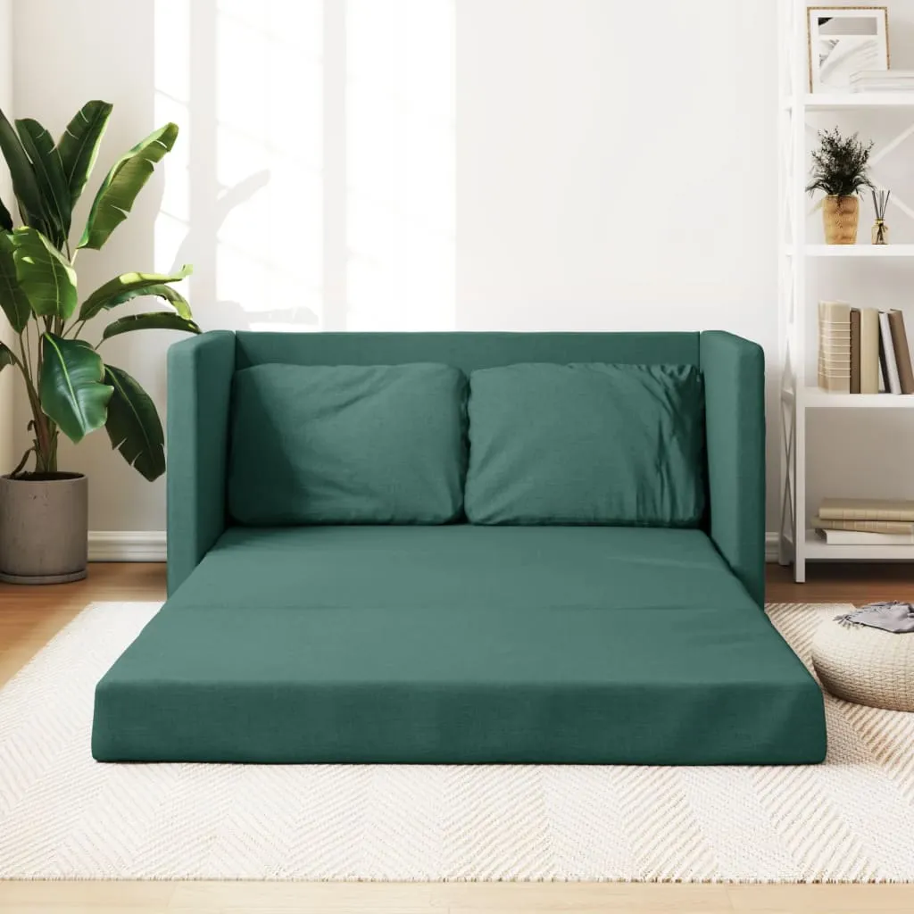 vidaXL Divano Letto da Terra 2 in 1 Verde Scuro 112x174x55 cm Tessuto