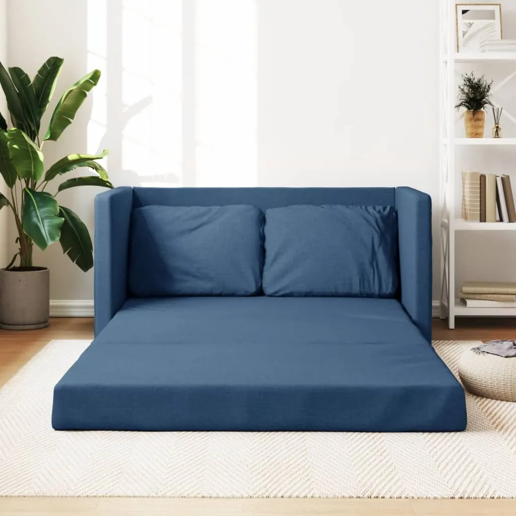 vidaXL Divano Letto da Terra 2 in 1 Blu 112x174x55 cm Tessuto