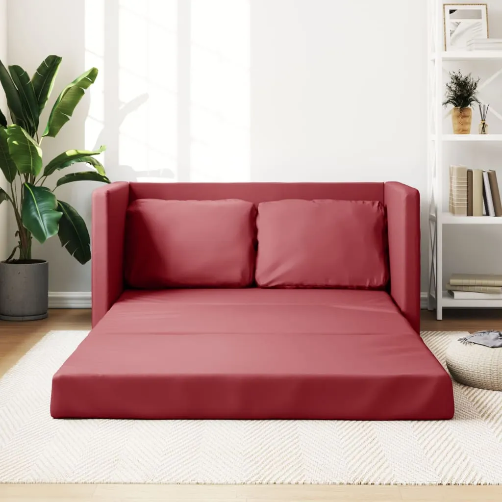 vidaXL Divano Letto da Terra 2 in 1 Rosso Vino 112x174x55cm Similpelle