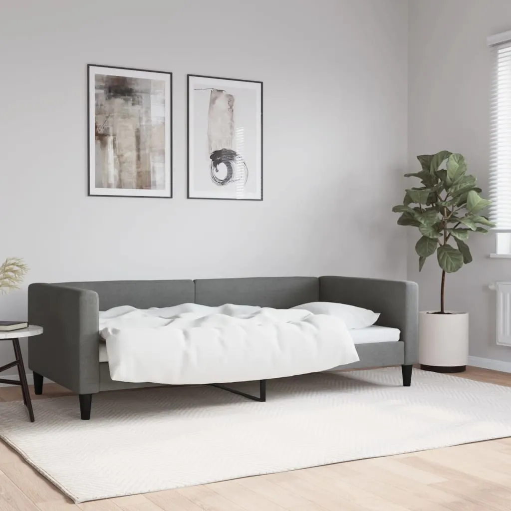 vidaXL Letto da Giorno Grigio Scuro 90x190 cm in Tessuto