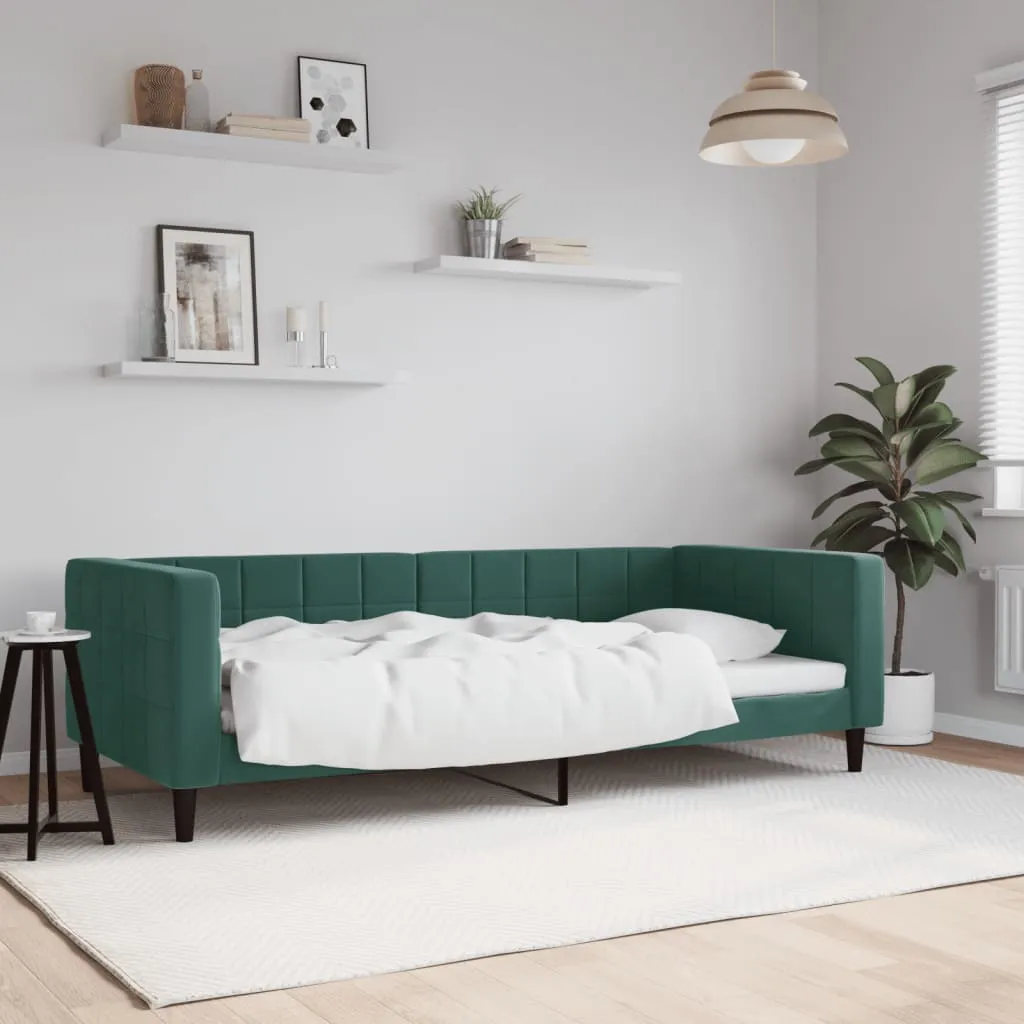 vidaXL Letto da Giorno Verde Scuro 90x200 cm in Velluto