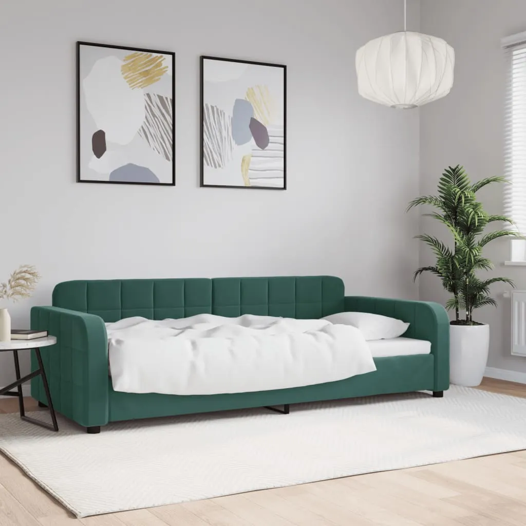 vidaXL Letto da Giorno Verde Scuro 90x200 cm in Velluto