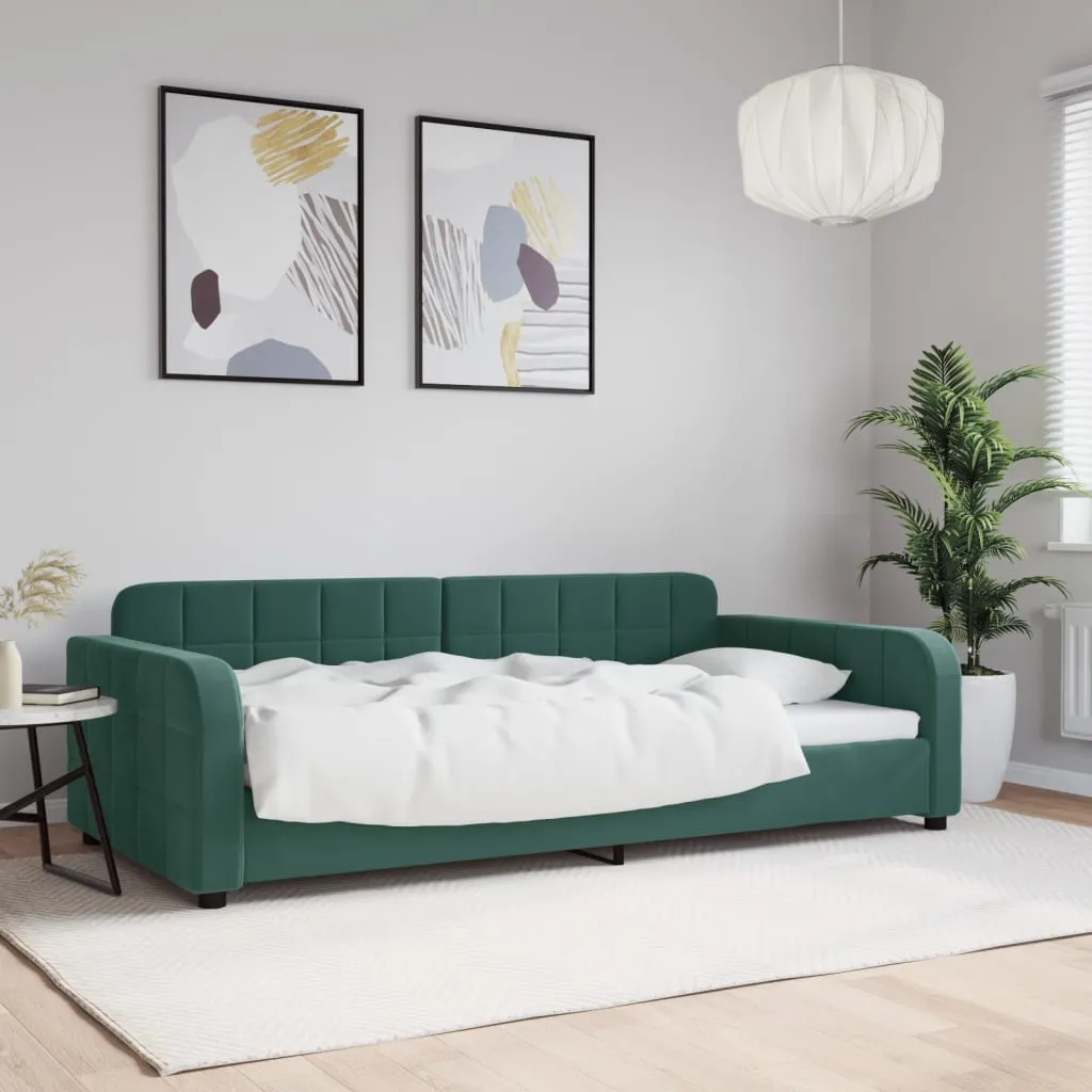 vidaXL Letto da Giorno Verde Scuro 100x200 cm in Velluto