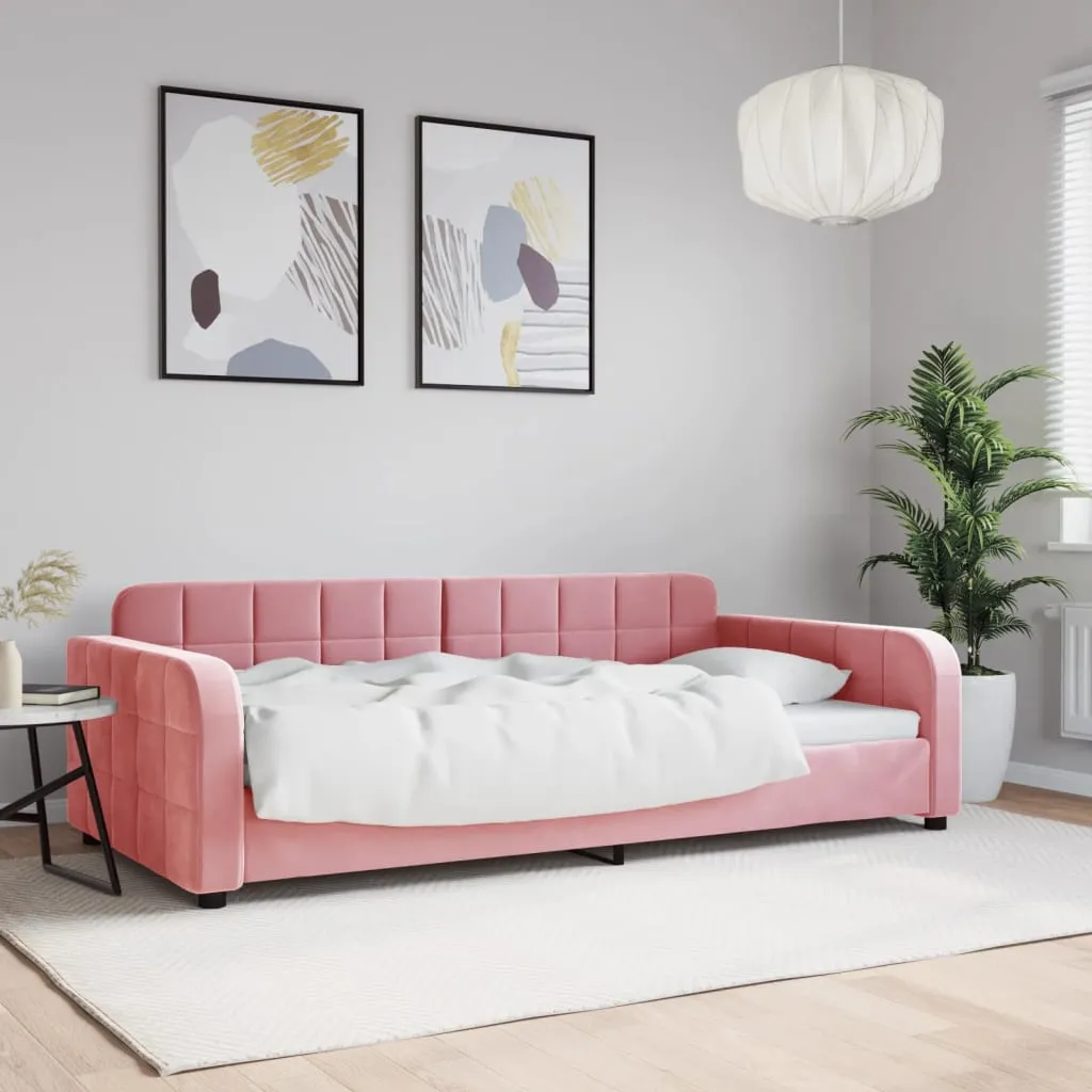 vidaXL Letto da Giorno Rosa 100x200 cm in Velluto