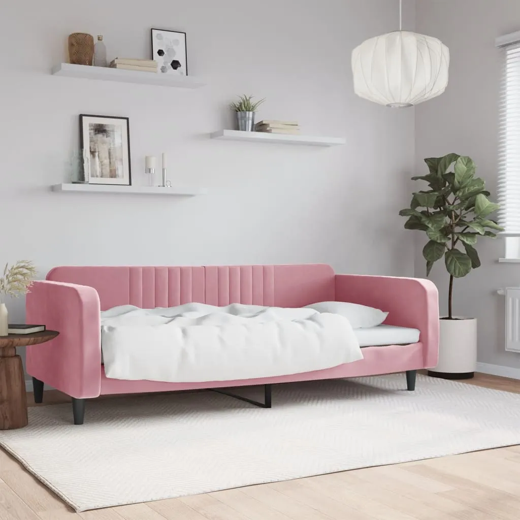 vidaXL Letto da Giorno Rosa 90x200 cm in Velluto