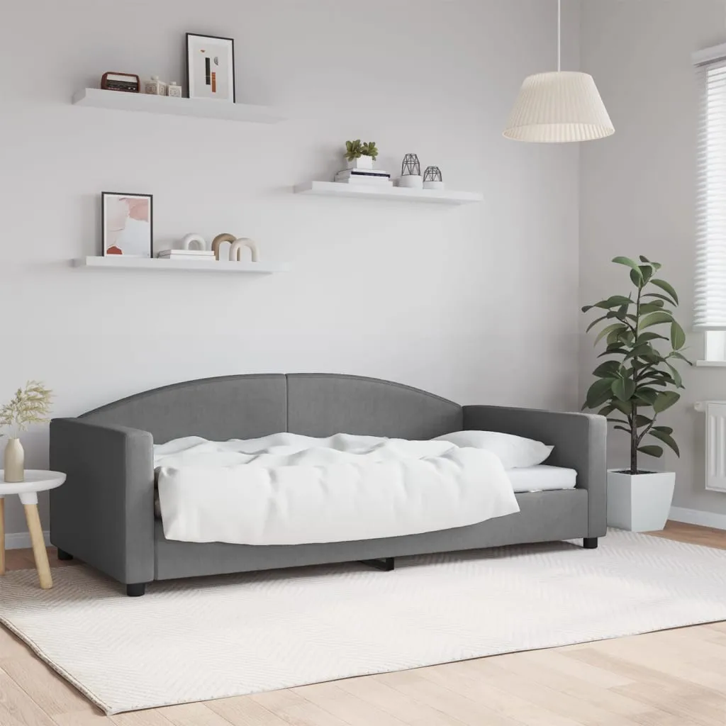 vidaXL Letto da Giorno Grigio Scuro 90x190 cm in Tessuto