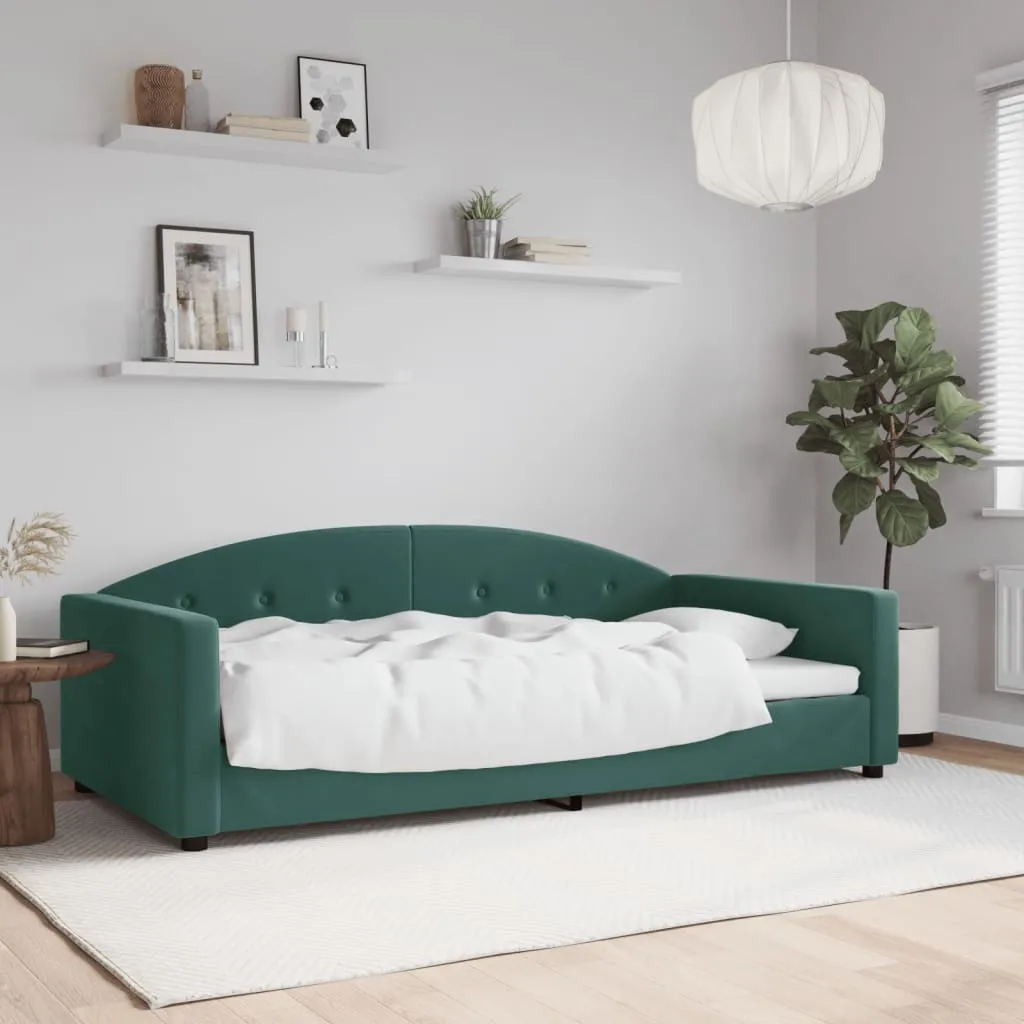 vidaXL Letto da Giorno Verde Scuro 100x200 cm in Velluto