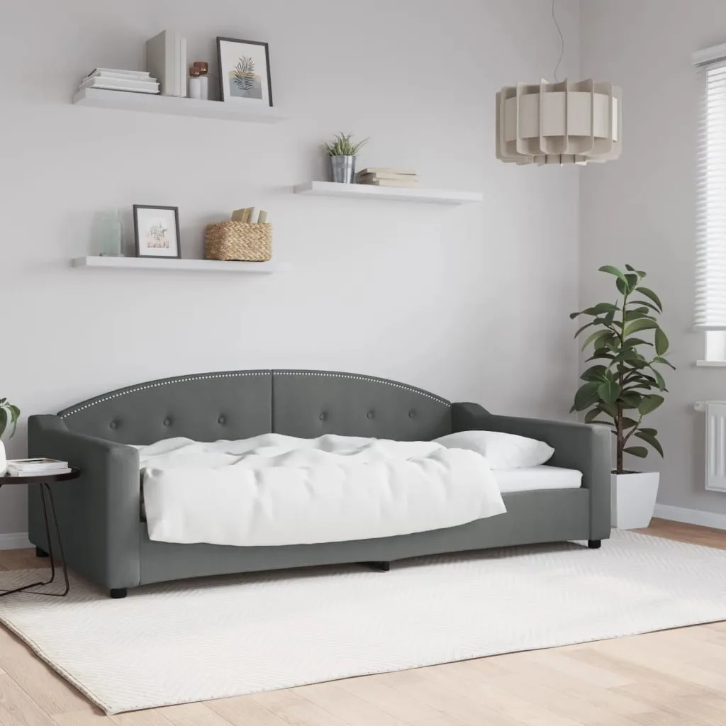 vidaXL Letto da Giorno Grigio Scuro 100x200 cm in Tessuto