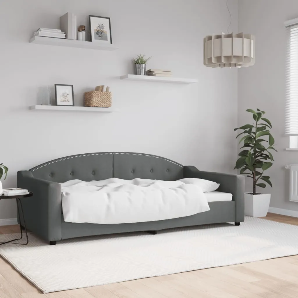 vidaXL Letto da Giorno Grigio Scuro 90x190 cm in Tessuto