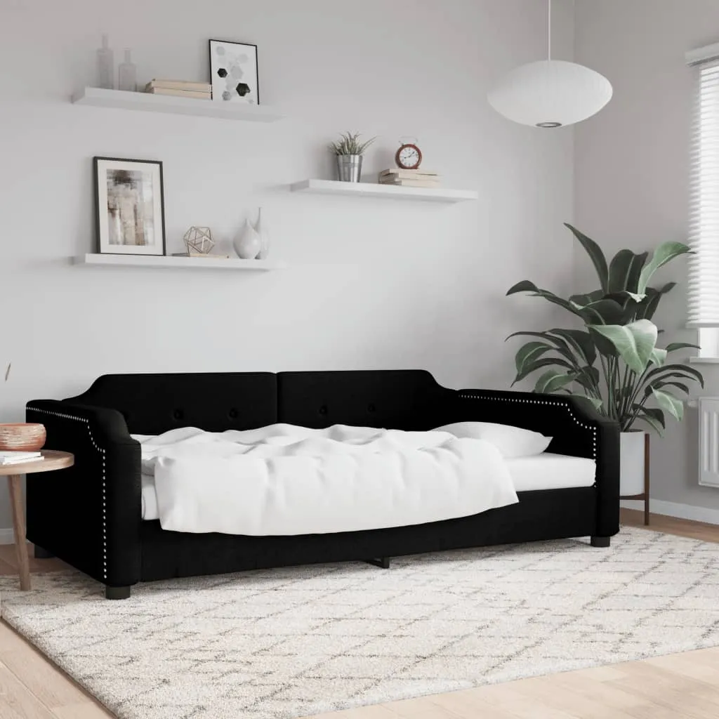 vidaXL Letto da Giorno Nero 90x200 cm in Tessuto