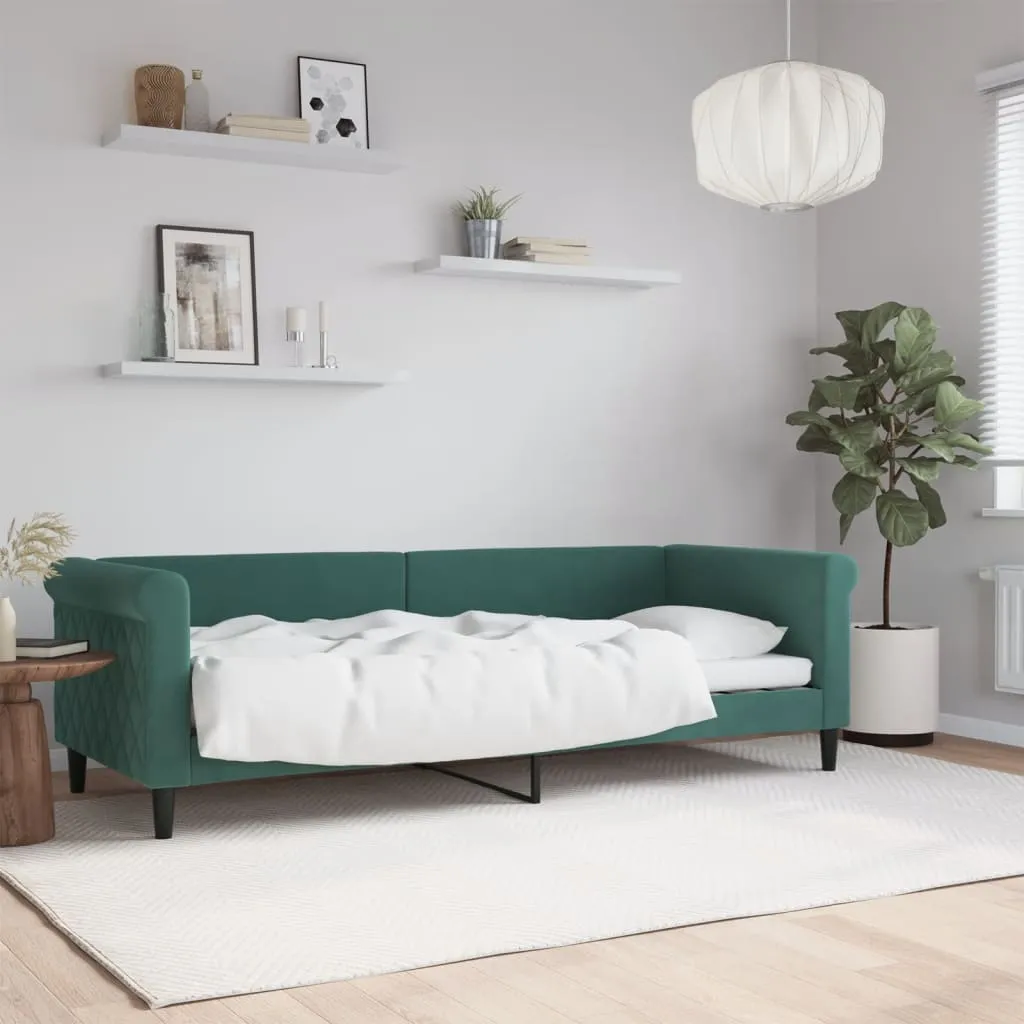 vidaXL Letto da Giorno Verde Scuro 80x200 cm in Velluto