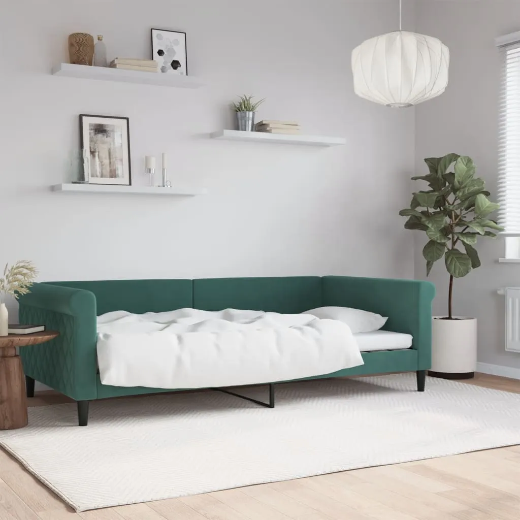 vidaXL Letto da Giorno Verde Scuro 100x200 cm in Velluto