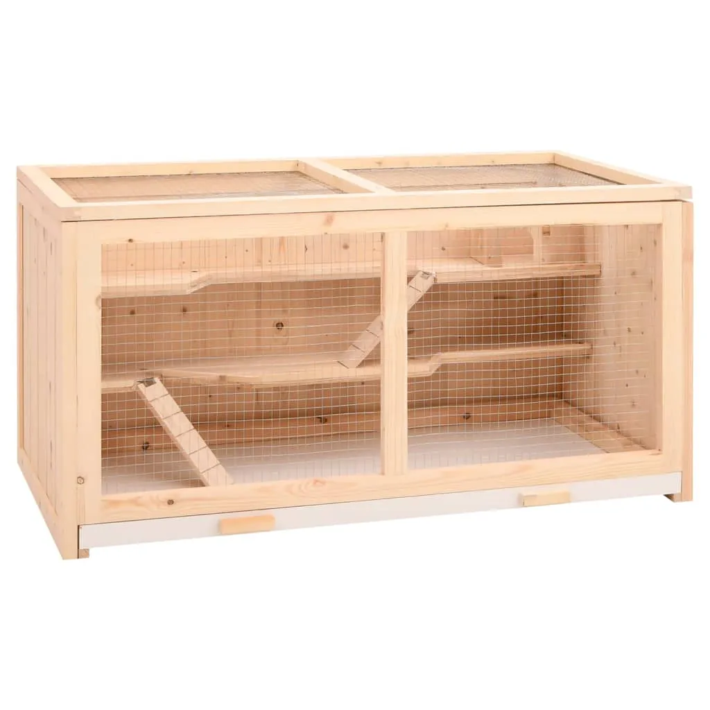 vidaXL Gabbia per Criceti 89,5x45x45 cm in Legno Massello di Abete