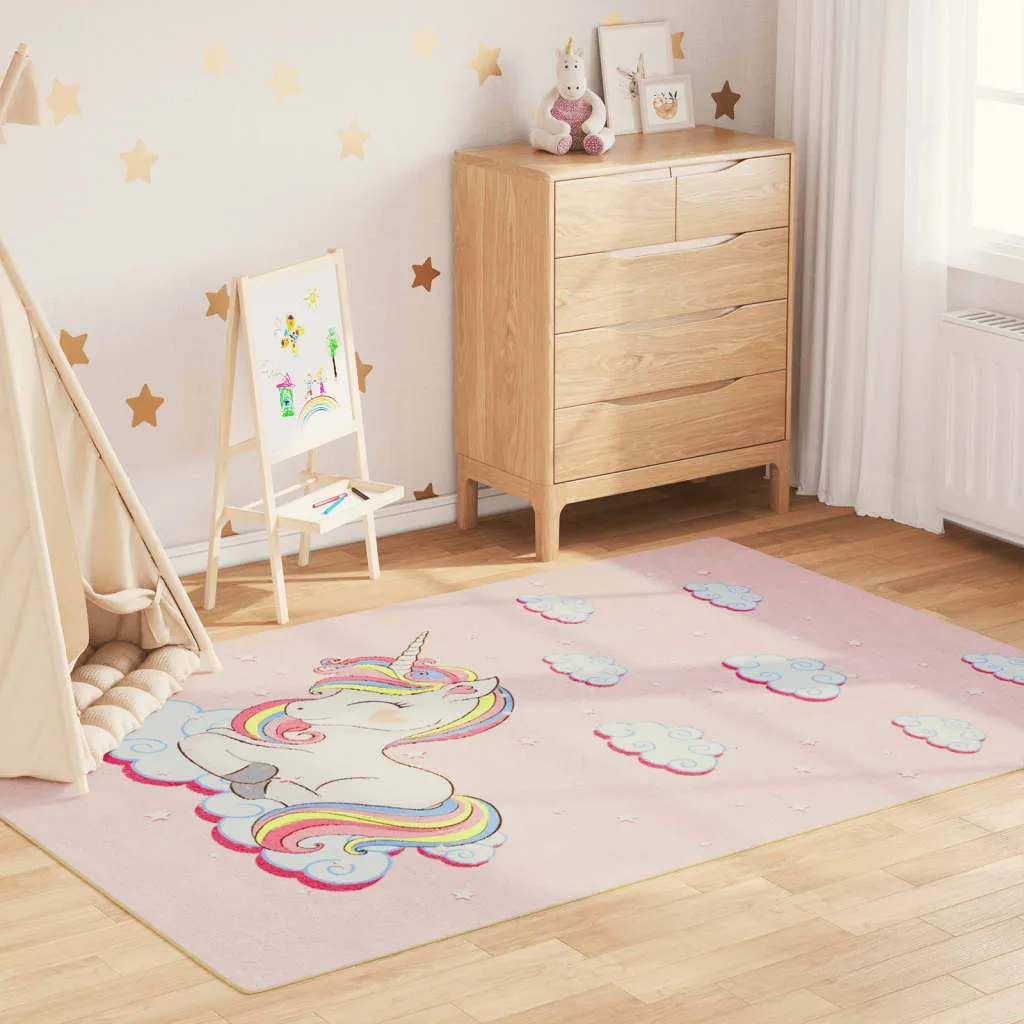 vidaXL Tappeto Bambini Rosa 160x230 cm Unicorno Lavabile Antiscivolo