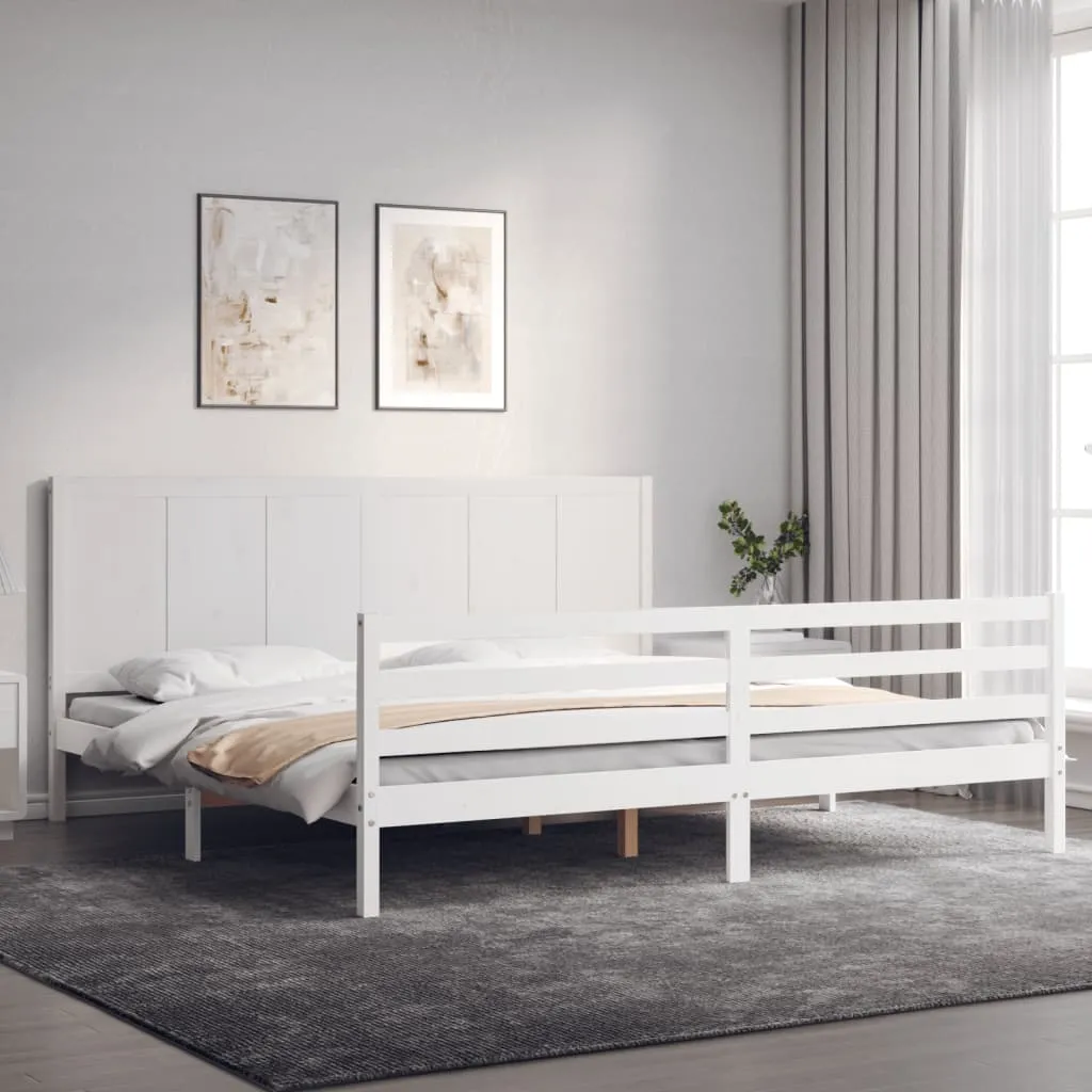 vidaXL Giroletto con Testiera Bianco 200x200 cm in Legno Massello