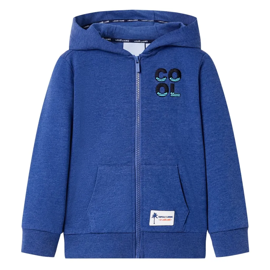 Felpa con Cappuccio e Cerniera per Bambini Blu Scuro Mélange 104