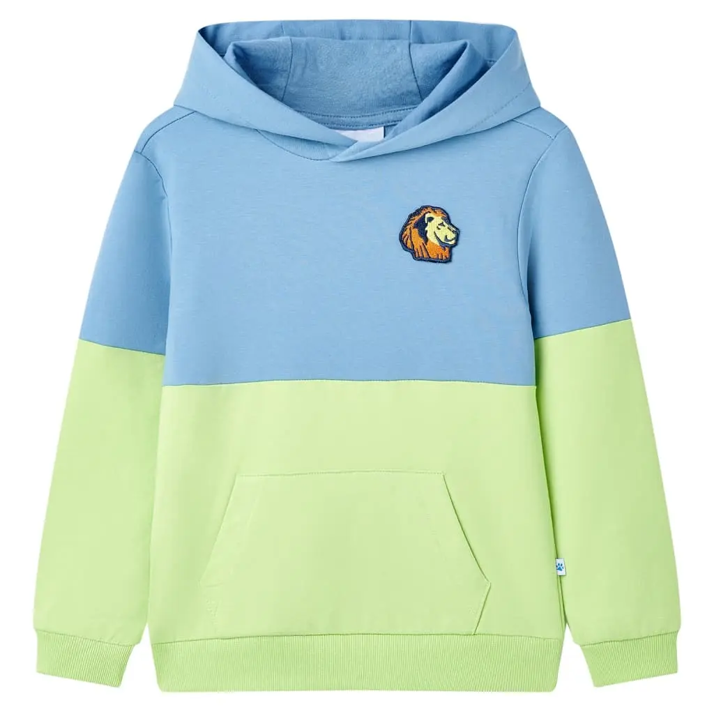 Felpa con Cappuccio per Bambini Blu e Giallo Tenue 92