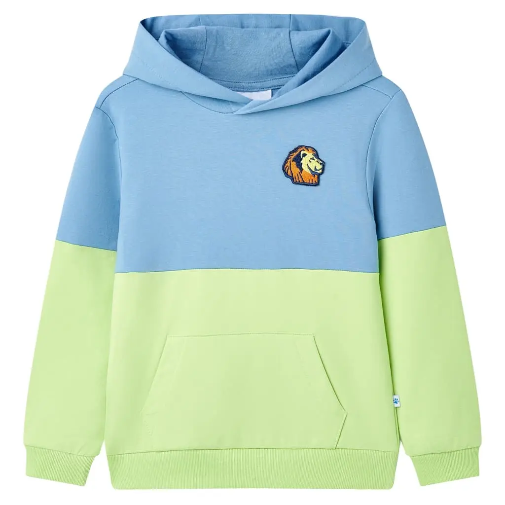 Felpa con Cappuccio per Bambini Blu e Giallo Tenue 140