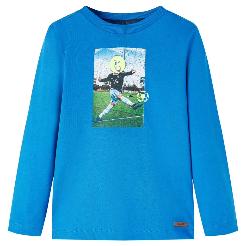 Maglietta da Bambino Maniche Lunghe Giocatore Calcio Blu Cobalto 92