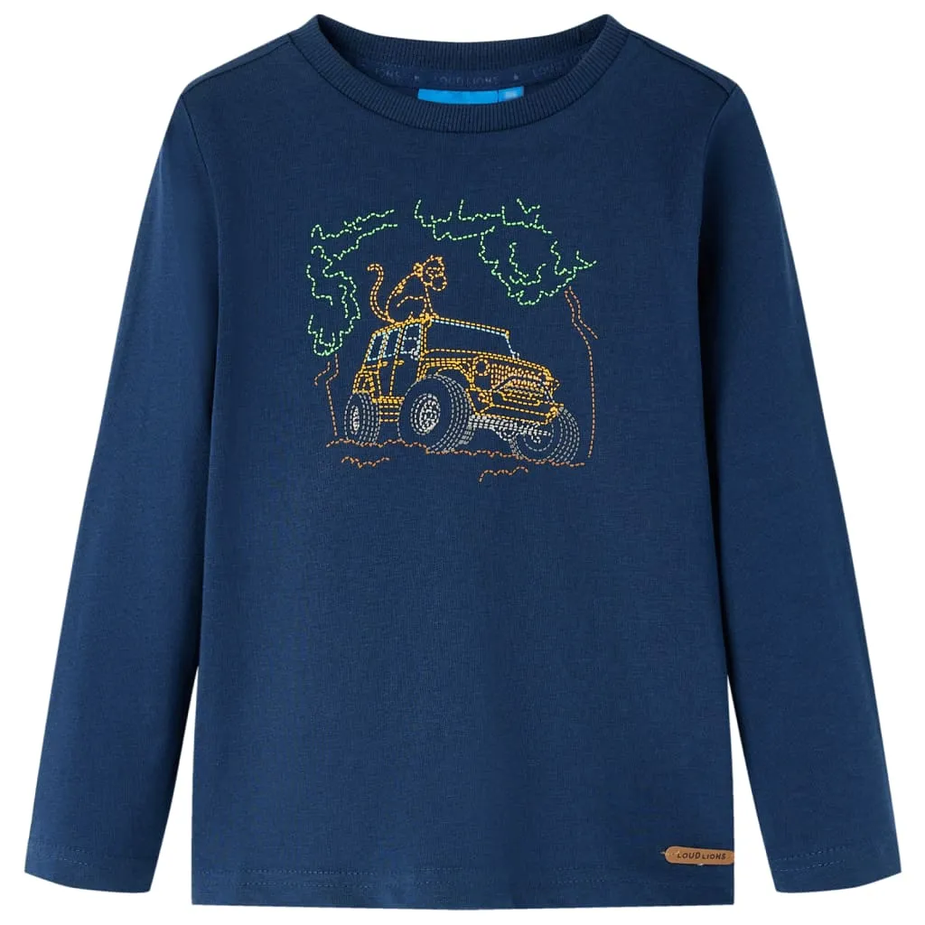 Maglietta per Bambini a Maniche Lunghe con Stampa Jeep Blu Marino 104