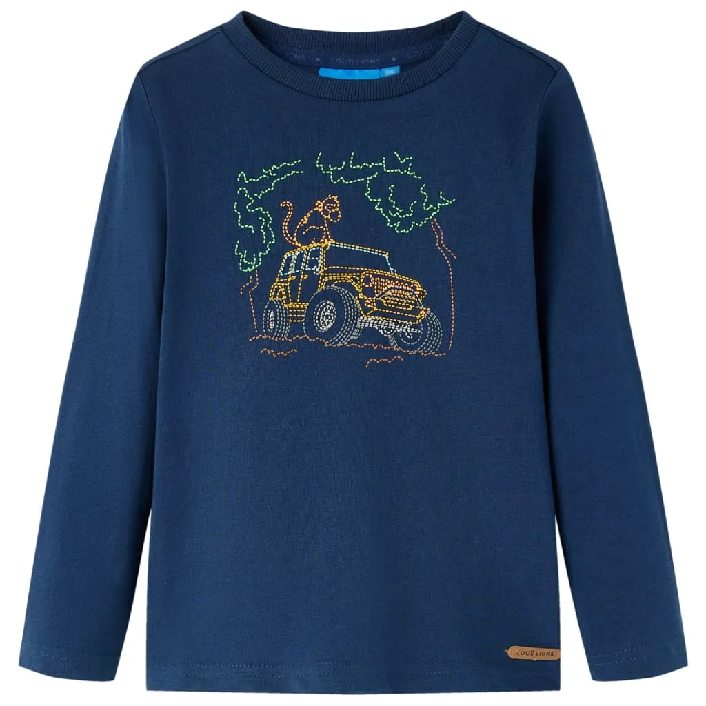 Maglietta per Bambini a Maniche Lunghe con Stampa Jeep Blu Marino 128