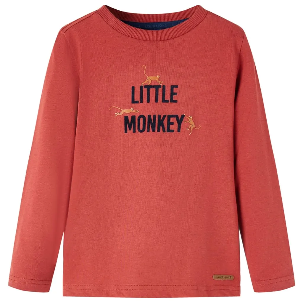 Maglietta per Bambini Maniche Lunghe Little Monkey Rosso Bruciato 116