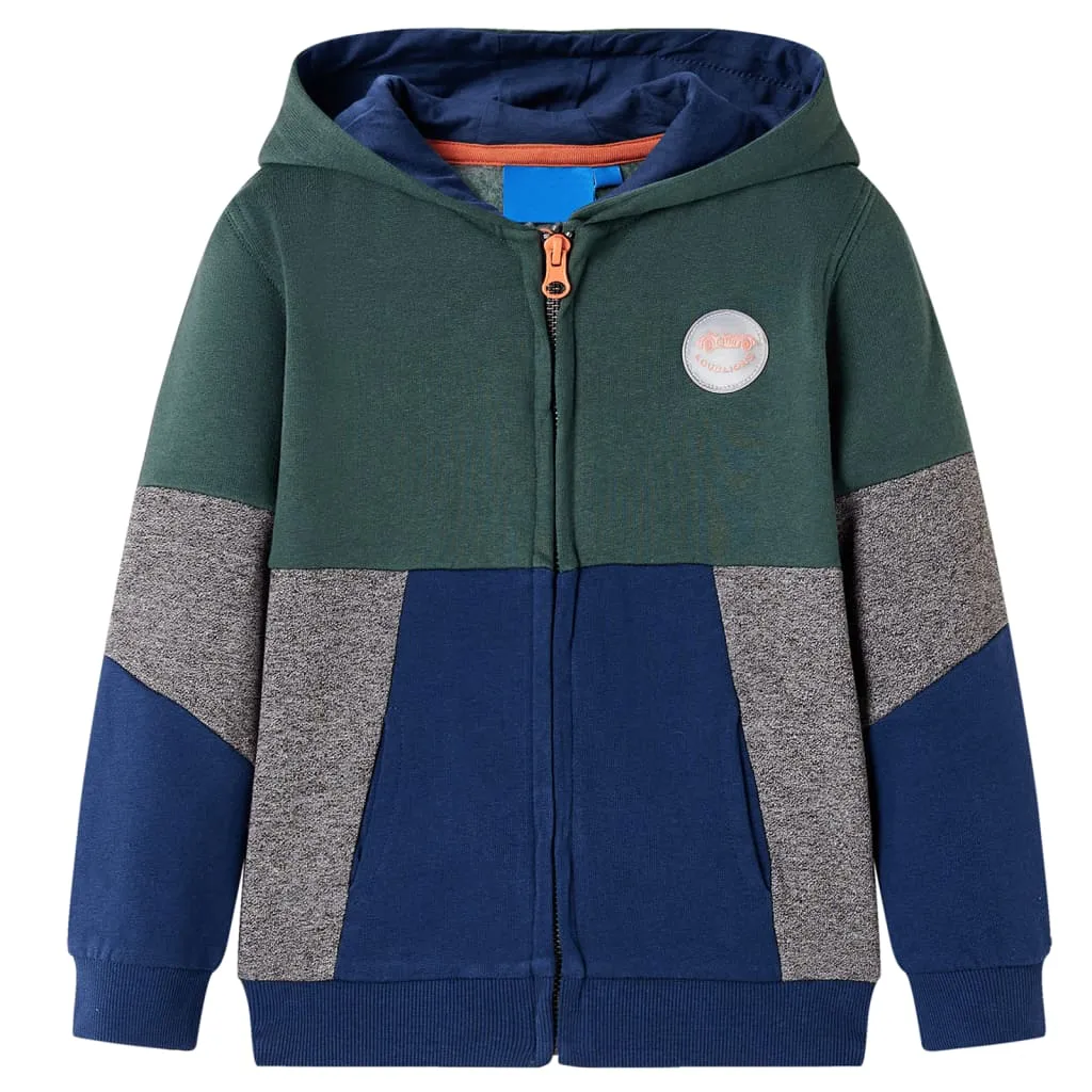 Felpa con Cappuccio e Cerniera per Bambini Verde Scuro 128