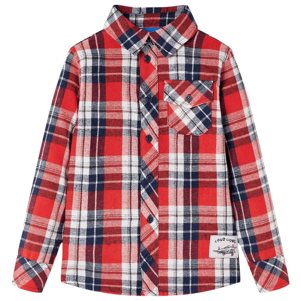 Camicia a Quadri da Bambino Rossa e Blu Marino 128