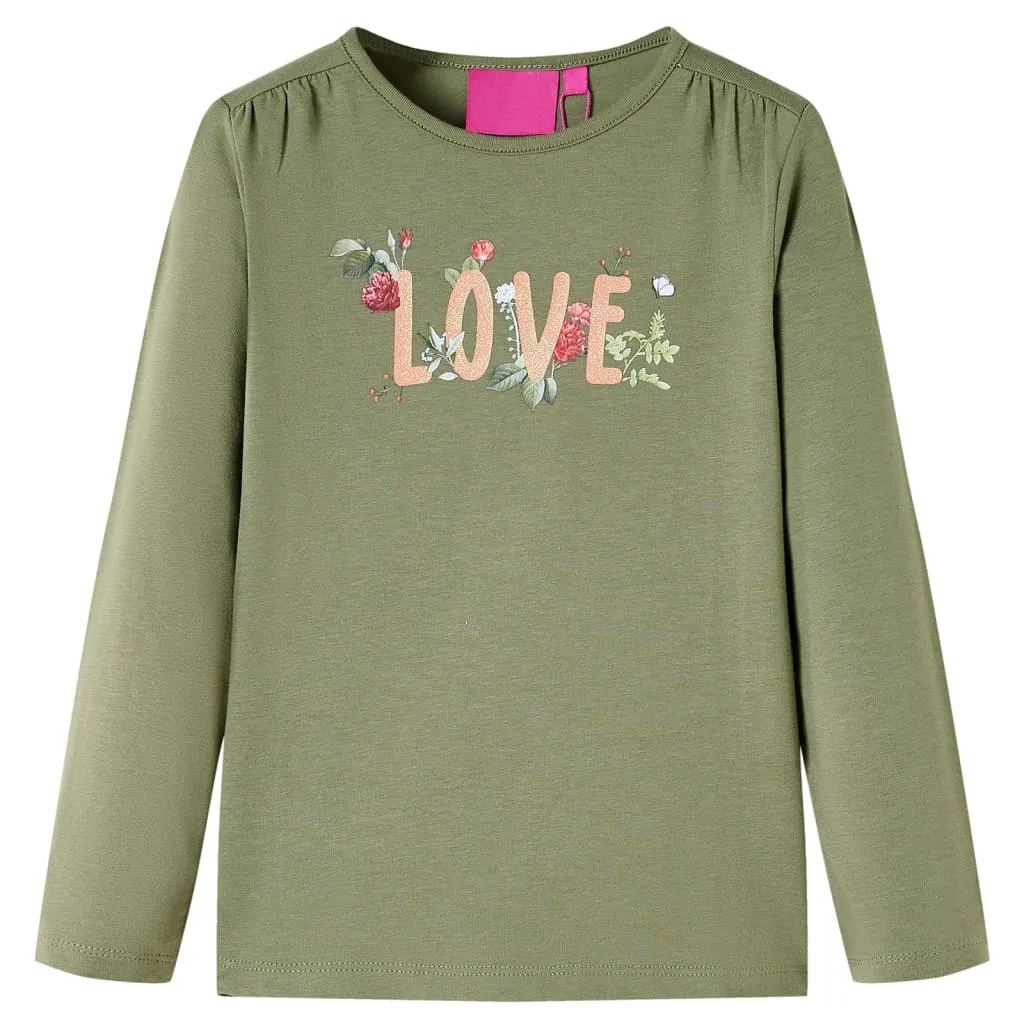 Maglietta per Bambini a Maniche Lunghe con Stampa Love Cachi 104