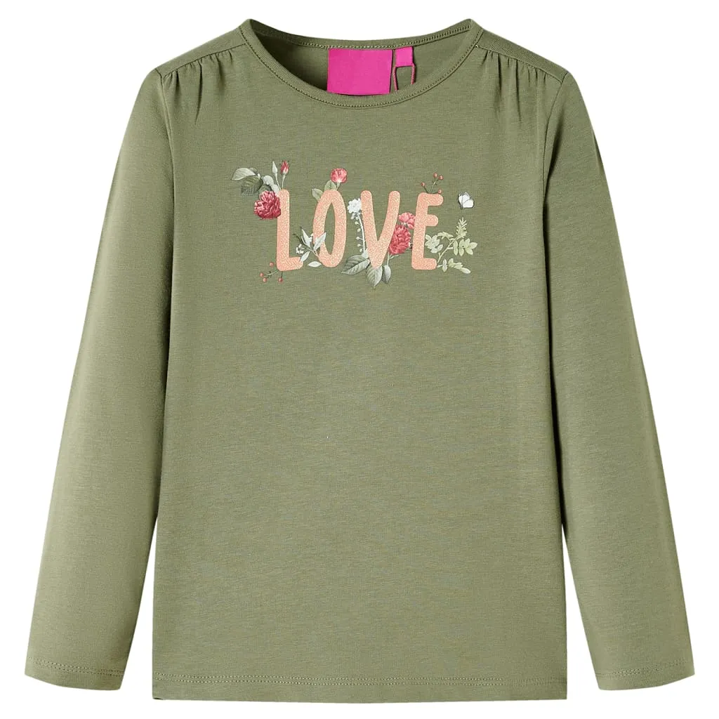 Maglietta per Bambini a Maniche Lunghe con Stampa Love Cachi 116