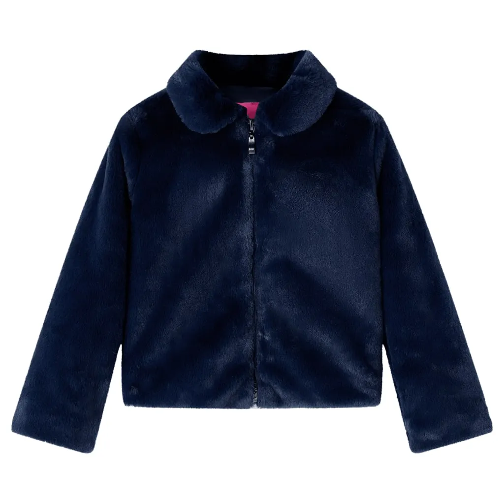 Cappotto per Bambini in Pelliccia Sintetica Blu Marino 140