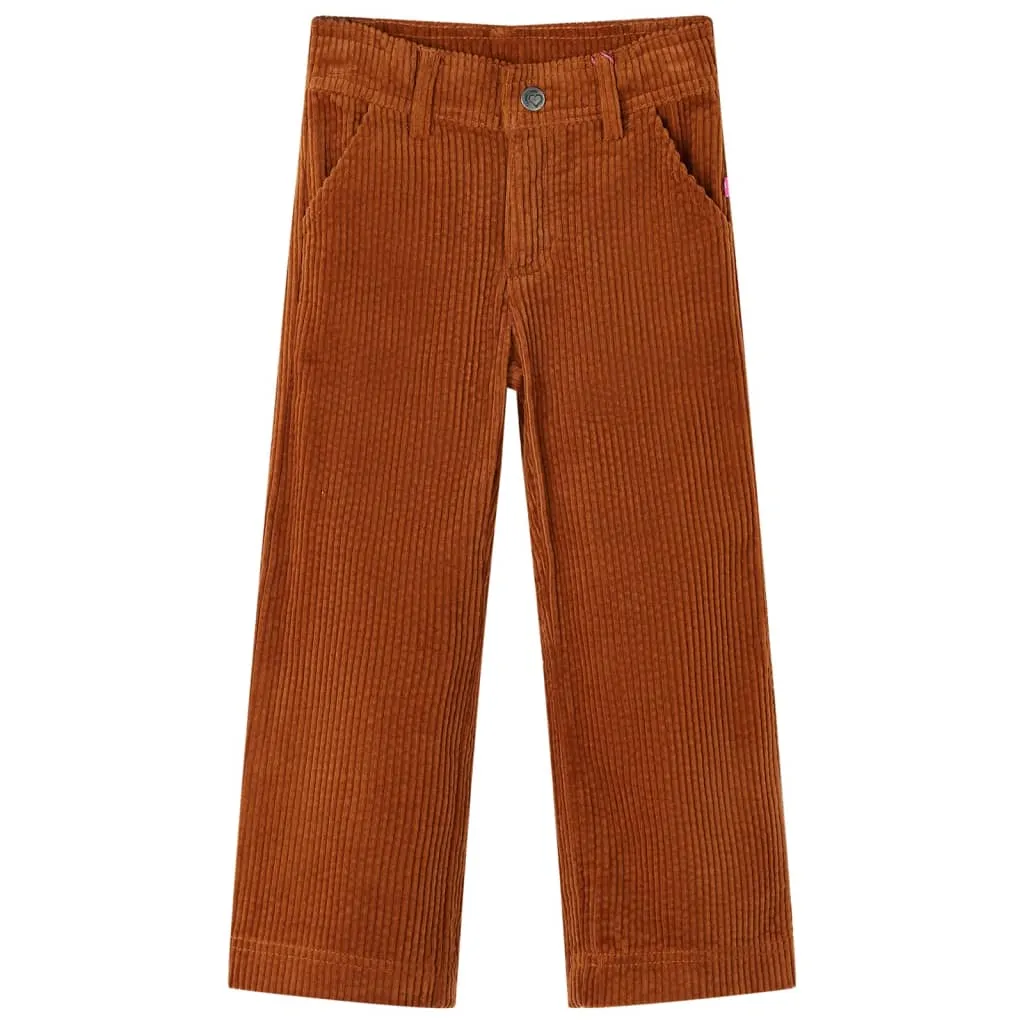 Pantaloni per Bambini in Velluto a Coste Cognac 116