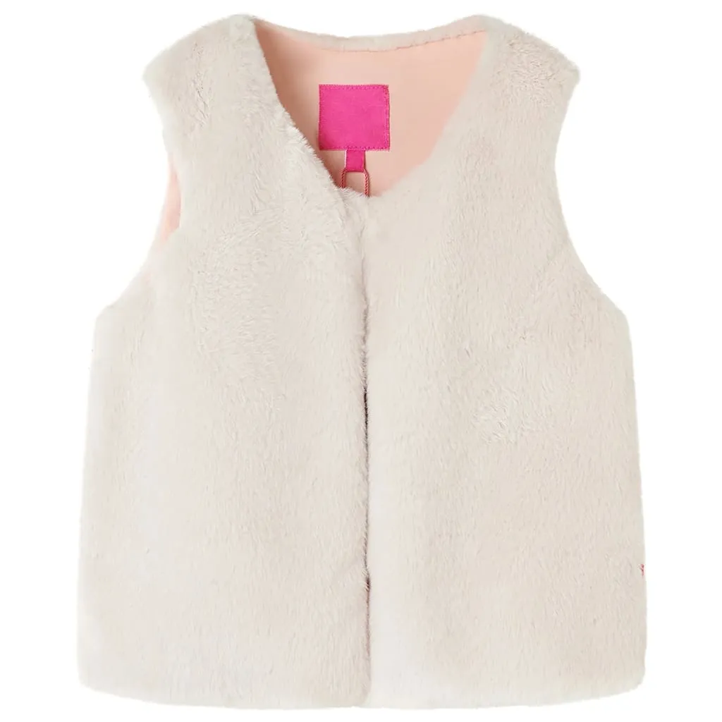 Gilet da Bambina in Pelliccia Sintetica Beige 92