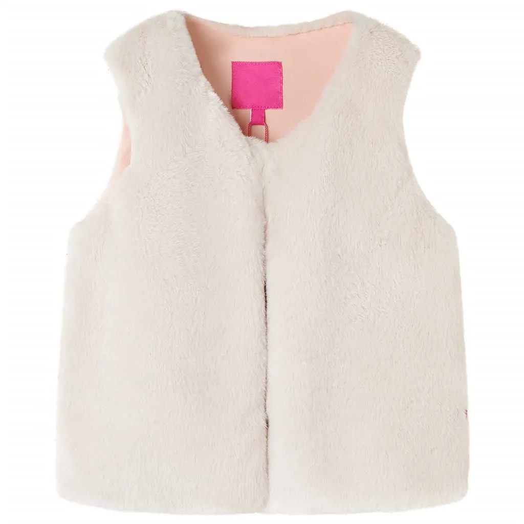 Gilet da Bambina in Pelliccia Sintetica Beige 128