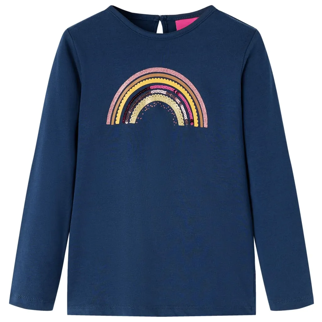 Maglietta per Bambini Maniche Lunghe Stampa Arcobaleno Blu Marino 104