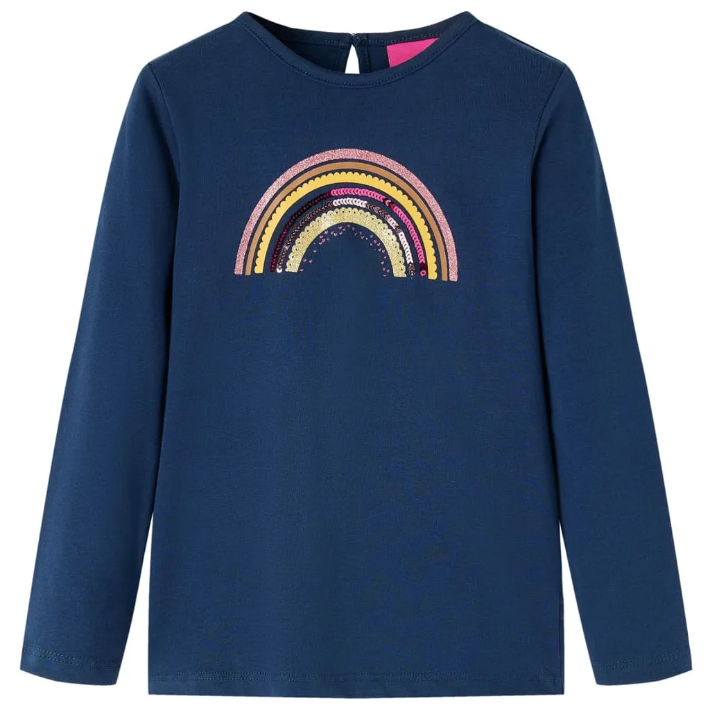 Maglietta per Bambini Maniche Lunghe Stampa Arcobaleno Blu Marino 128