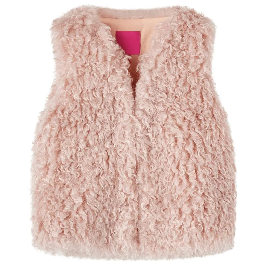 Gilet da Bambina in Pelliccia Sintetica Rosa Chiaro 116